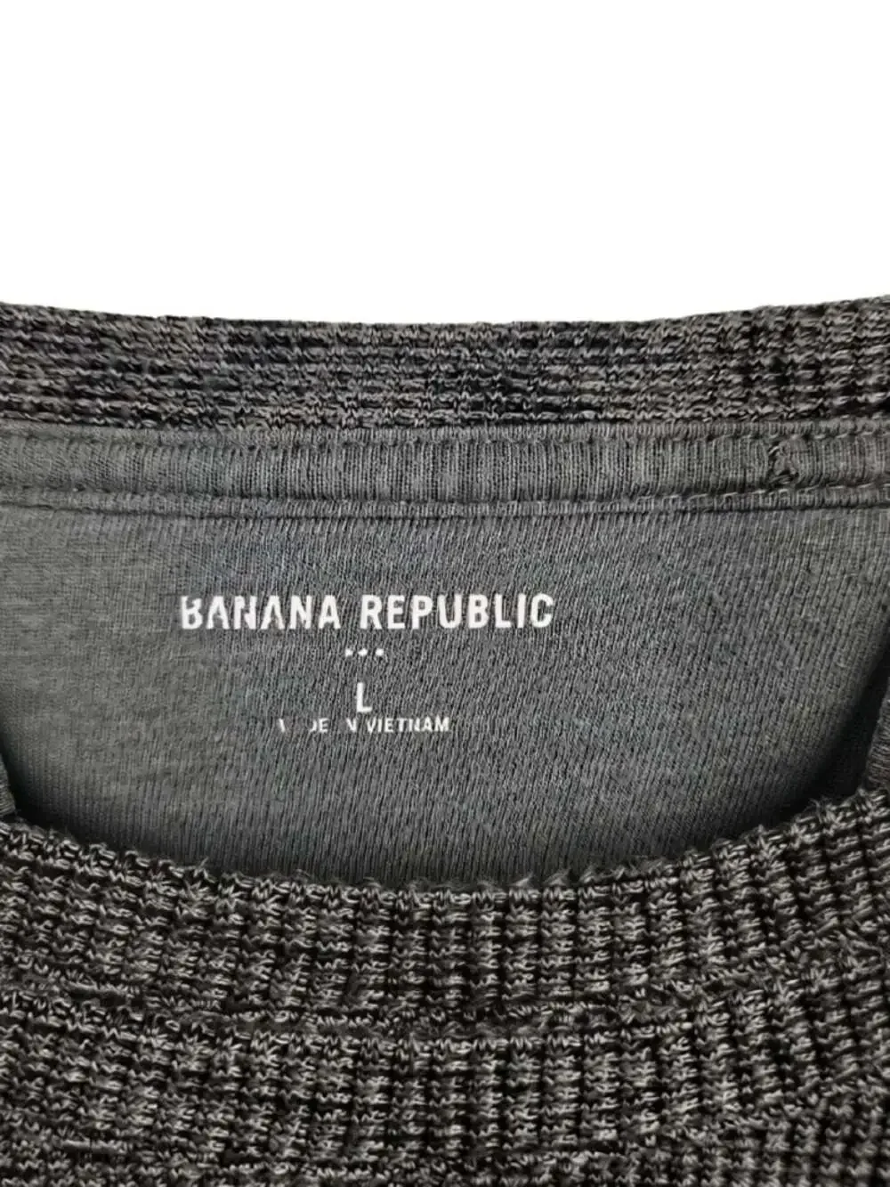 Banana Republic Mens Long Sleeve Waffle Knit Thermal Crewneck Shirt Gray Size L